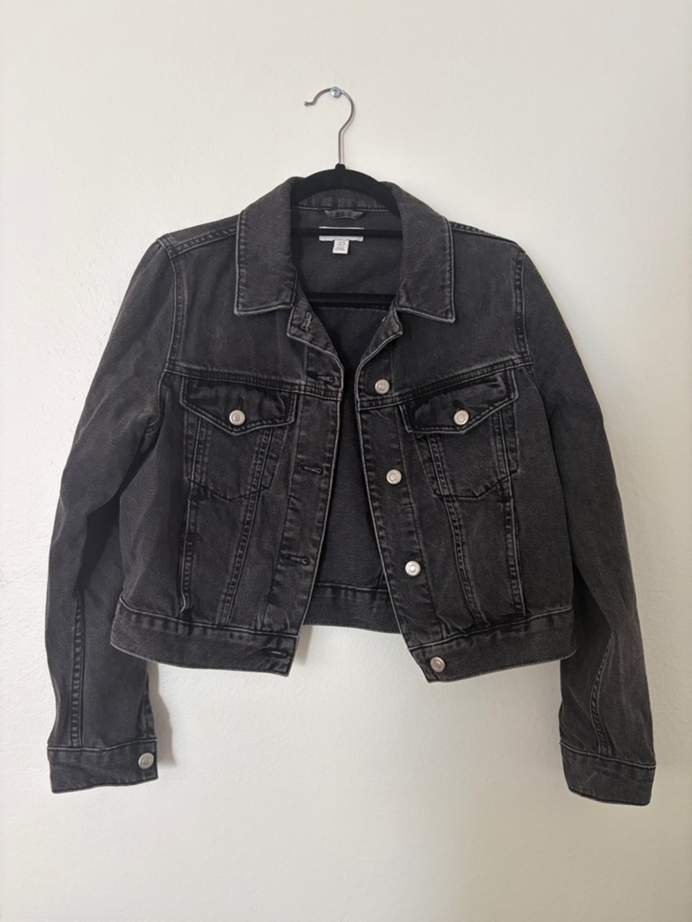 Topshop Black Cropped Denim Jacket